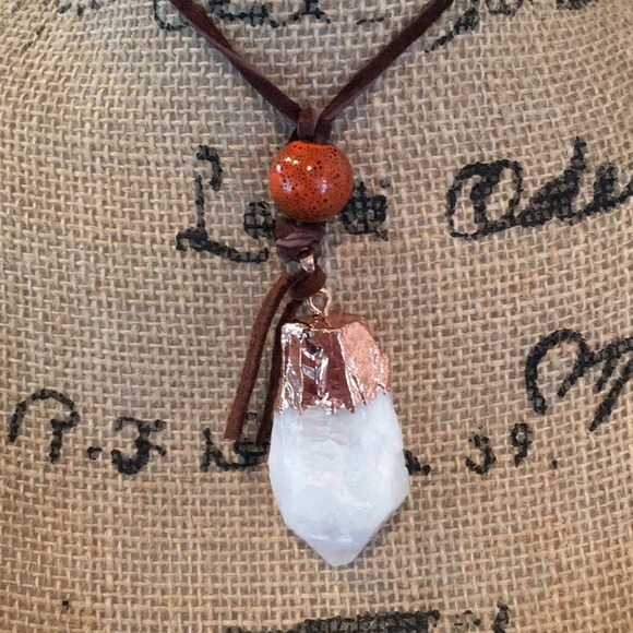 Boho Necklace in leatherette cord. One of a kind - Picture 5 of 5